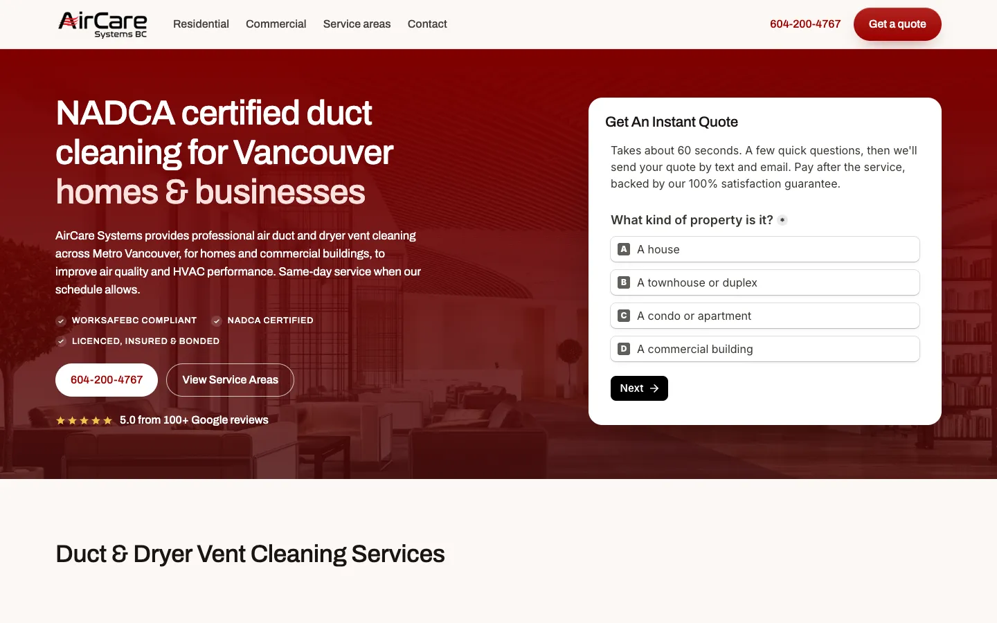 AirCare Systems BC website
